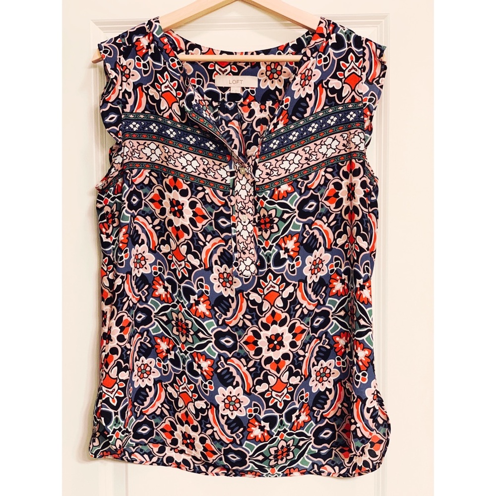 Loft Stained Glass Ruffle Henley Shell